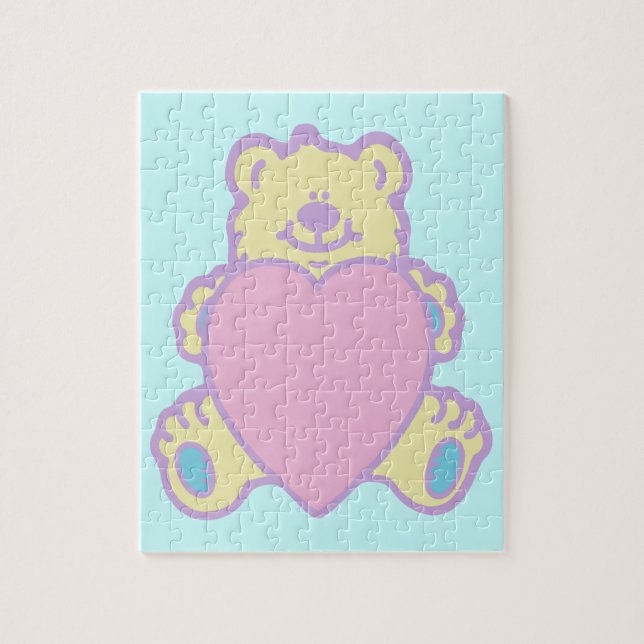Quebra-cabeça Ursa Teddy Amor Coração (Vertical)