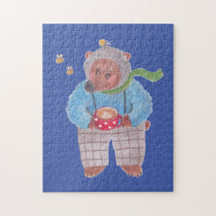 Quebra-cabeça Urso, abelhas e cappuccino