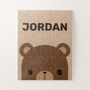 Quebra-cabeça Urso Castanho Bonito com Nome Personalizado