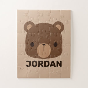 Quebra-cabeça Urso Castanho Bonito com Nome Personalizado