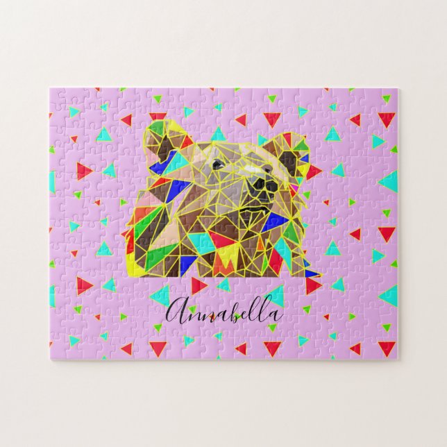 Quebra-cabeça Urso Cinza Rosa (Horizontal)