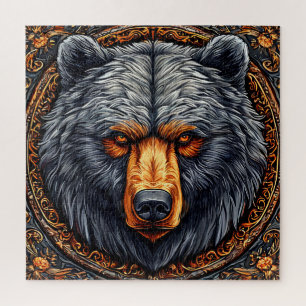 Quebra-cabeça Urso com Decoração Floral Ornamentada