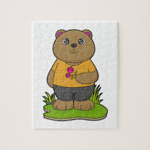 Quebra-cabeça Urso com Flores