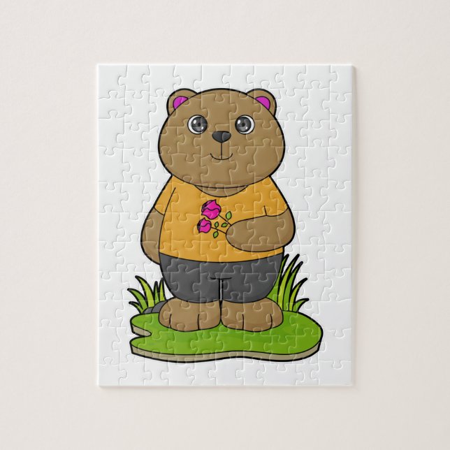 Quebra-cabeça Urso com Flores (Vertical)