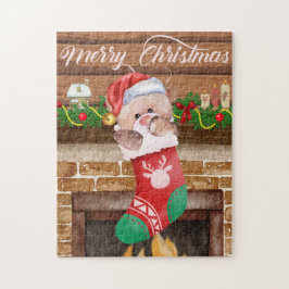 Quebra-cabeça Urso de Natal Meia Lareira 