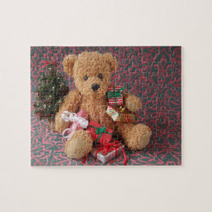 Quebra-cabeça Urso de ursinho com muitos presentes do Natal