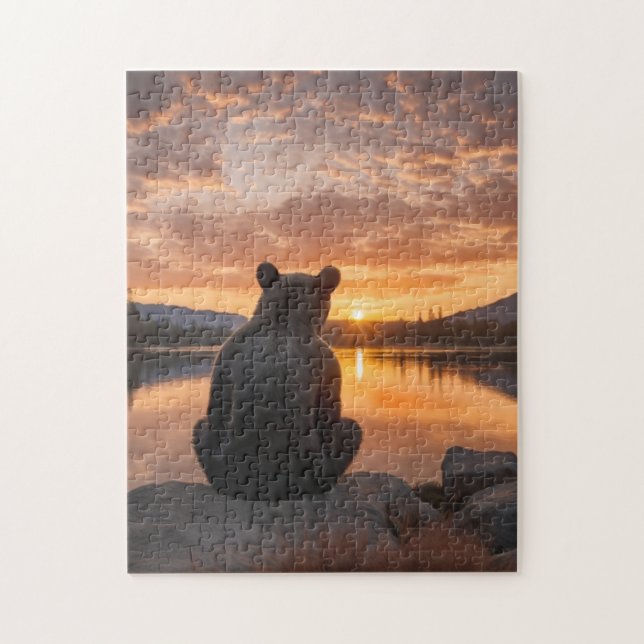 Quebra-cabeça Urso do Sol pelo lago (Vertical)