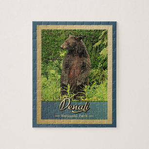 Quebra-cabeça Urso do vintage do parque nacional de Denali
