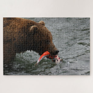 Quebra-cabeça Urso fechado, Brooks Falls Alasca