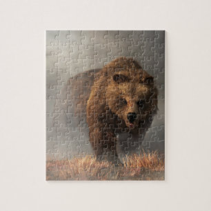 Quebra-cabeça Urso Grizzly Emergindo do Nevoeiro