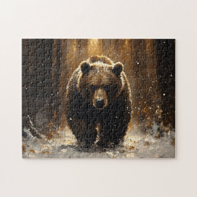Quebra-cabeça Urso Grizzly na Pintura Florestal (Horizontal)