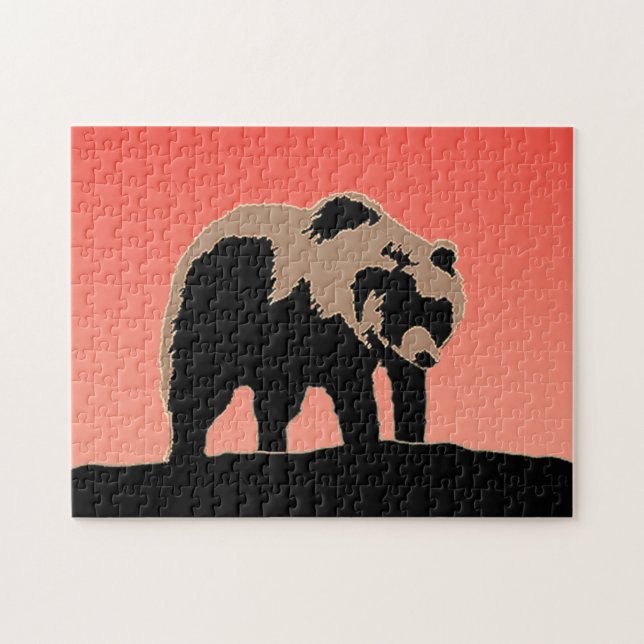Quebra-cabeça Urso Grizzly no Sunset - Arte original sobre a vid (Horizontal)