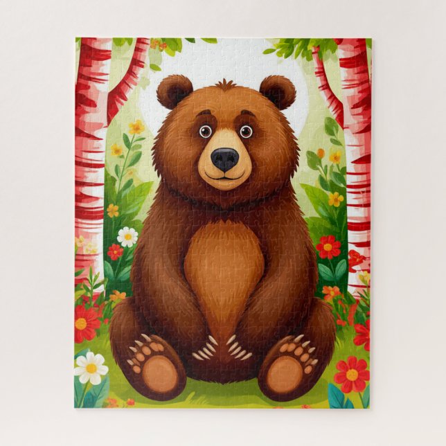 Quebra-cabeça Urso Marrom Fofo Cartoon (Vertical)
