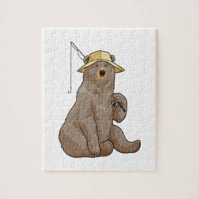Quebra-cabeça Urso na pesca com vara de pesca (Vertical)