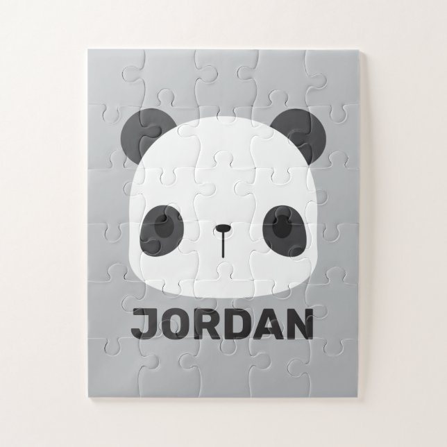 Quebra-cabeça Urso Panda Bonito com Nome Personalizado (Vertical)