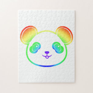 Quebra-cabeça Urso Panda Bonito Nas Cores Do Arco-Íris