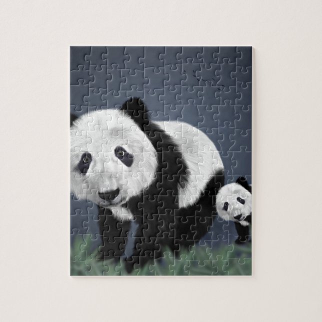Quebra-cabeça urso panda fofo animal de estimação preto branco d (Vertical)