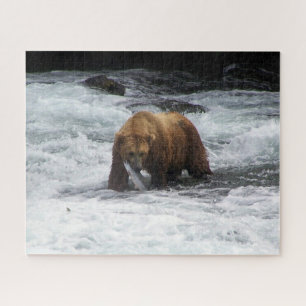 Quebra-cabeça Urso Pardo Alasca Salmão Pesca Vida Selvagem