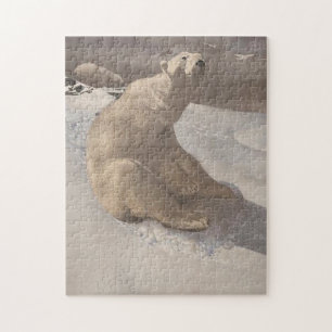 Quebra-cabeça Urso polar a saltar na ilustração da colheita de n