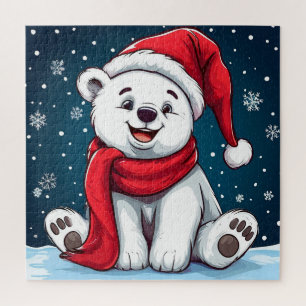 Quebra-cabeça Urso Polar de Desenho Adorável com Chapéu de Papai