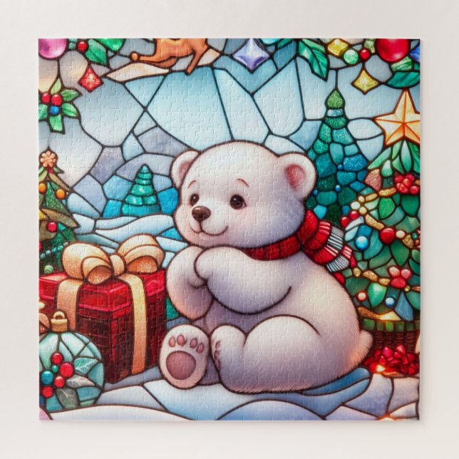 Quebra-cabeça Urso Polar do Bebê no Natal (Vertical)