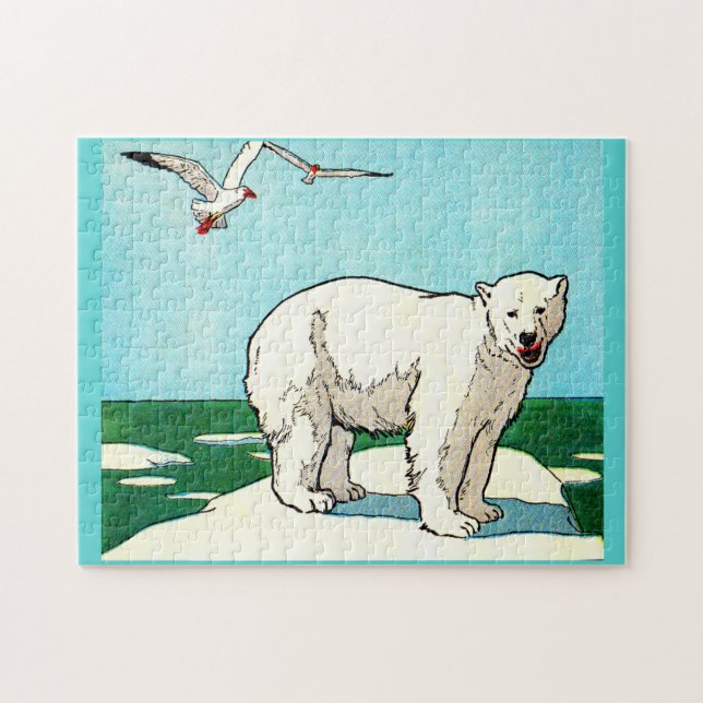 Quebra-cabeça urso polar e gaivotas (Horizontal)