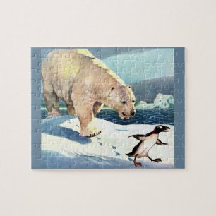 Quebra-cabeça Urso polar e pinguim dos anos 40