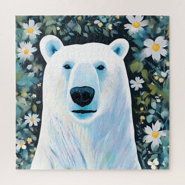 Quebra-cabeça Urso Polar Floral (Vertical)