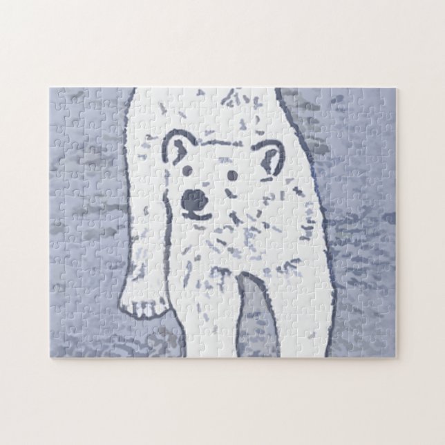 Quebra-cabeça Urso Polar na Pintura do Gelo - Arte Original da V (Horizontal)