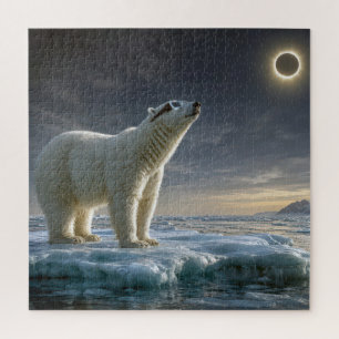 Quebra-cabeça Urso Polar Olhando para Eclipse Solar Total