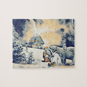 Quebra-cabeça Urso Polar Trabalho de arte Santa Claus Wave Japon
