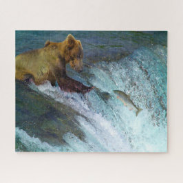 Quebra-cabeça Ursos-brown Kodiak da Jigsaw pescando.