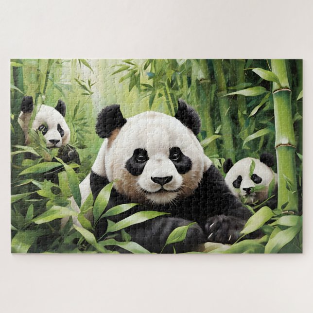 Quebra-cabeça Ursos panda bonitos (Horizontal)