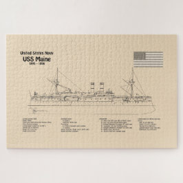 Quebra-cabeça USS Maine - Planos de Impressão Blueprint de Entre