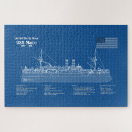 Quebra-cabeça USS Maine - Ship Blueprint Planos ABD