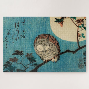 Quebra-cabeça Utagawa Hiroshige - Coruja Chifre na Fileira Maple