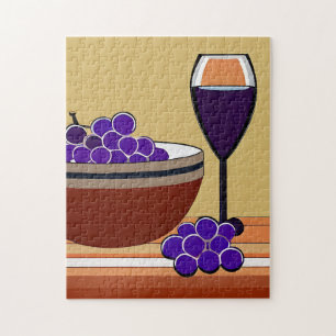Quebra-cabeça Uvas e vinho em Maroon e Tan
