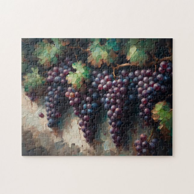 Quebra-cabeça Uvas Roxas na Pintura a Óleo de Vinha (Horizontal)