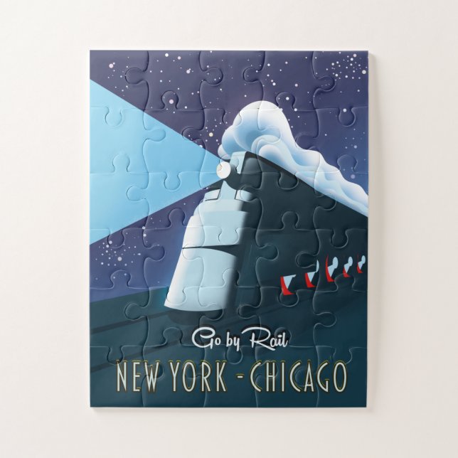 Quebra-cabeça "Vá de trem" Nova York - Chicago (Vertical)