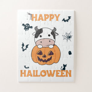 Quebra-cabeça Vaca De Abóbora Vacas Cuecas Feliz Halloween Pu
