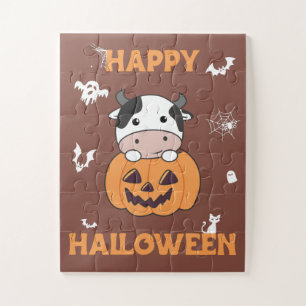 Quebra-cabeça Vaca De Abóbora Vacas Cuecas Feliz Halloween Pu