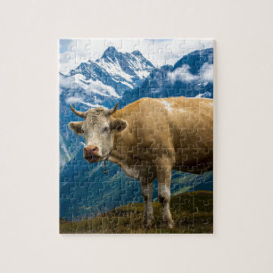 Quebra-cabeça Vaca de Grindelwald - cumes de Bernese - suiça