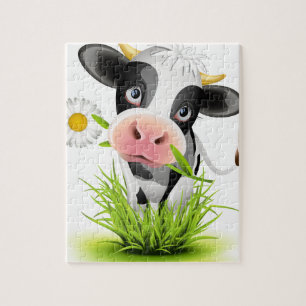 Quebra-cabeça Vaca de Holstein na grama