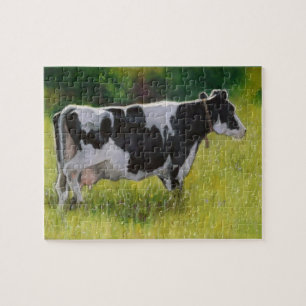 Quebra-cabeça Vaca de leiteria de Holstein: Pintura Pastel do