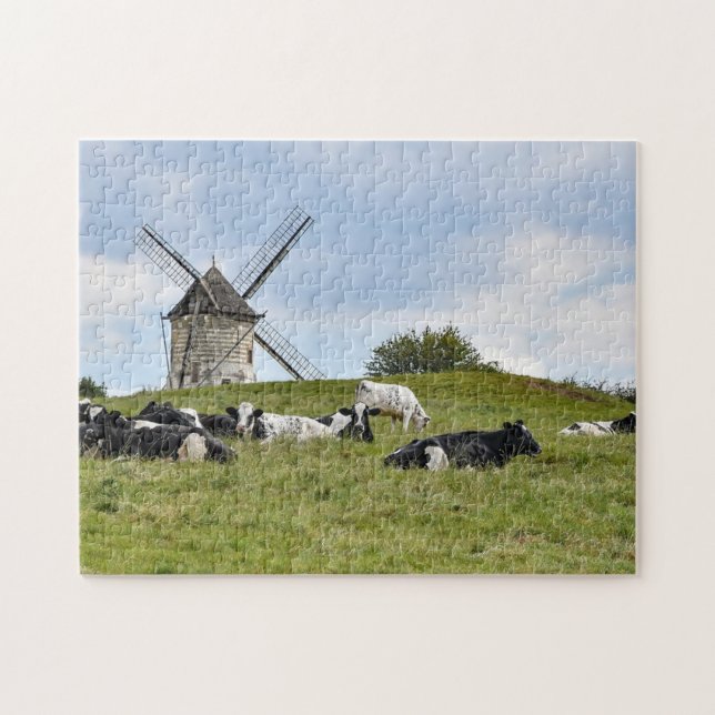 Quebra-cabeça Vacas Gado Moinho Moinho de Vento Terra Agrícola P (Horizontal)
