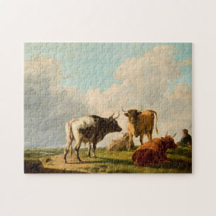 Quebra-cabeça Vacas na Pastura Eugène Joseph Verboeckhoven