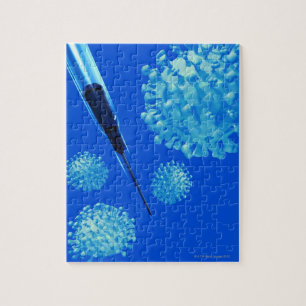 Quebra-cabeça Vacina contra a gripe, trabalho de arte conceitual