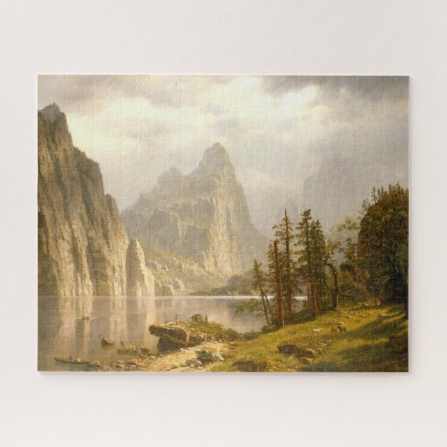 Quebra-cabeça Vale do rio-Yosemite Merced, Albert Bierstadt (Horizontal)