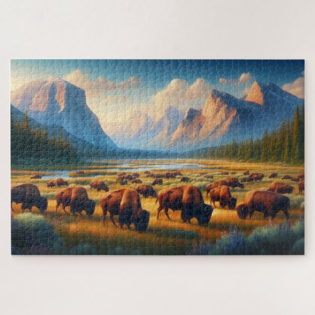 Quebra-cabeça Vale dos Bisons Selvagens, Montanhas (Horizontal)