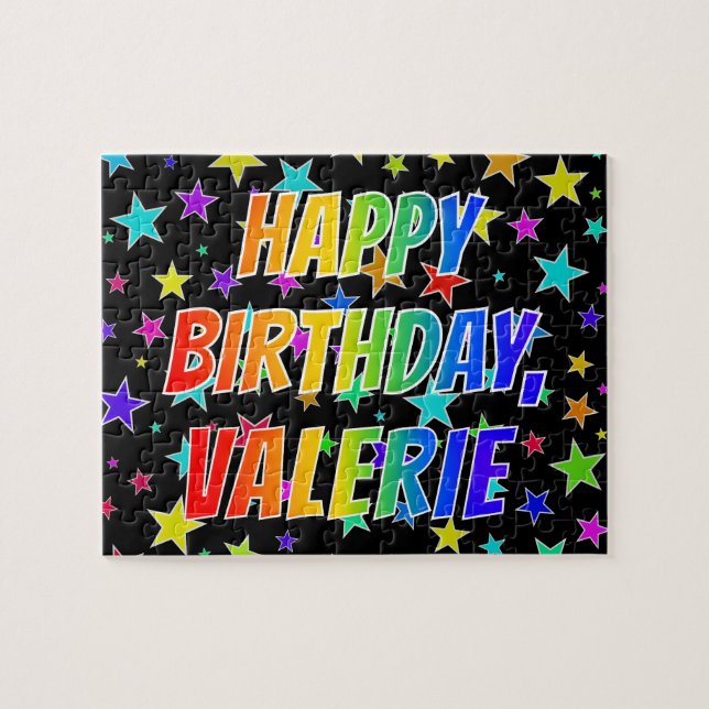 Quebra-cabeça "VALERIE" Primeiro Nome, Diversão "FELIZ ANIVERSÁR (Horizontal)